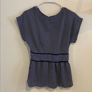 navy and white striped dress top